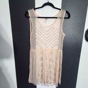 Free People Cream and Silver Midi Dress